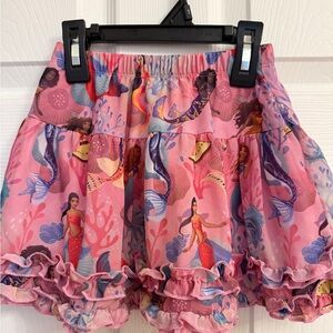Pink Little Mermaid Print Ruffle Skirt